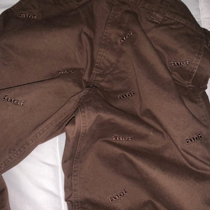Scattered Embroidered Chino Pants-Brown