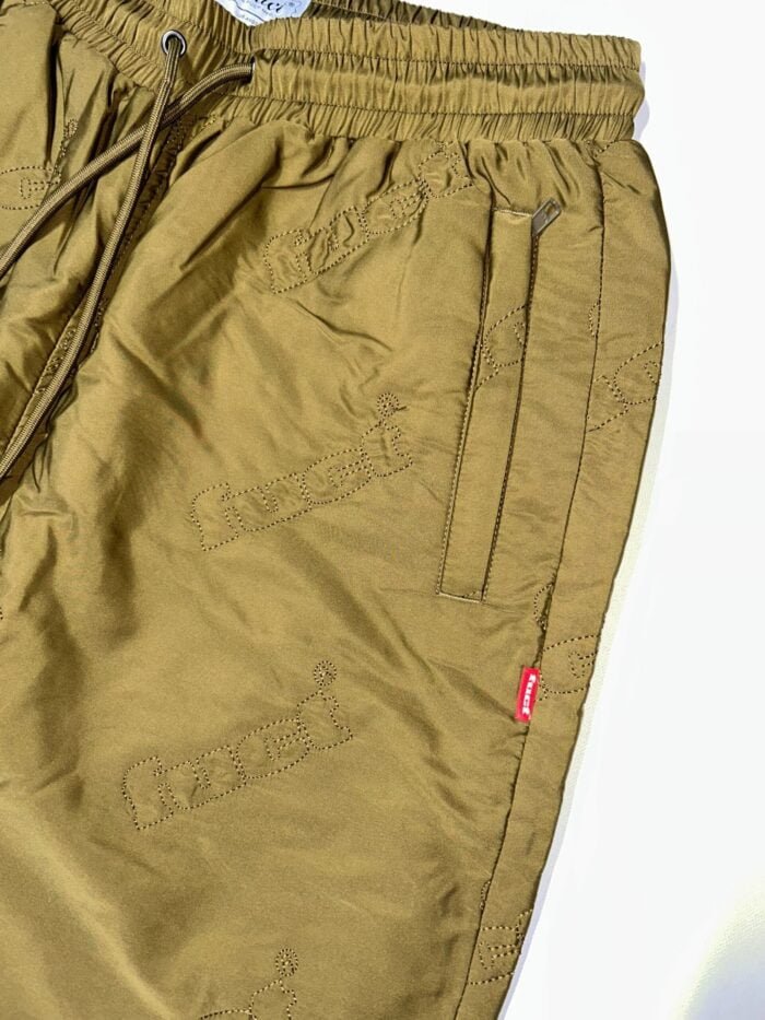 Quilted Nylon Joggers Brass