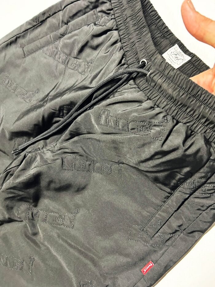 Quilted Nylon Joggers-Black