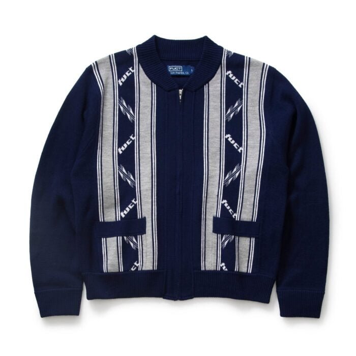 Cowichan Zip-up Sweater Blue