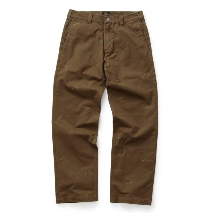Scattered Embroidered Chino Pants-Olive