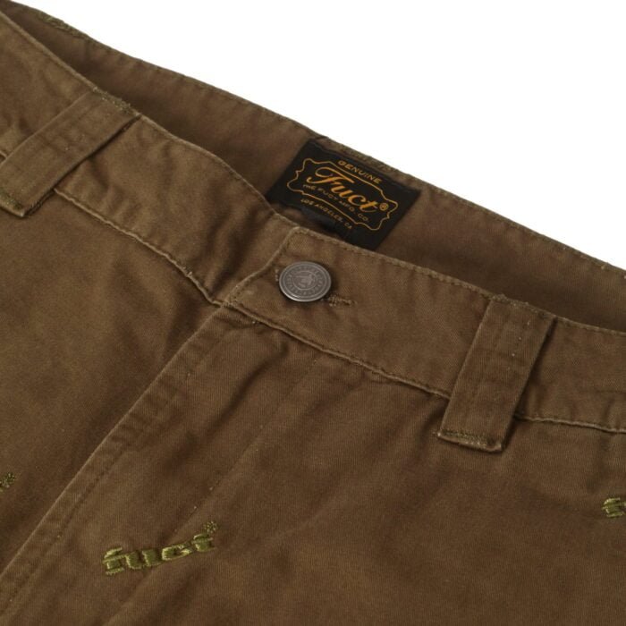 Scattered Embroidered Chino Pants-Olive