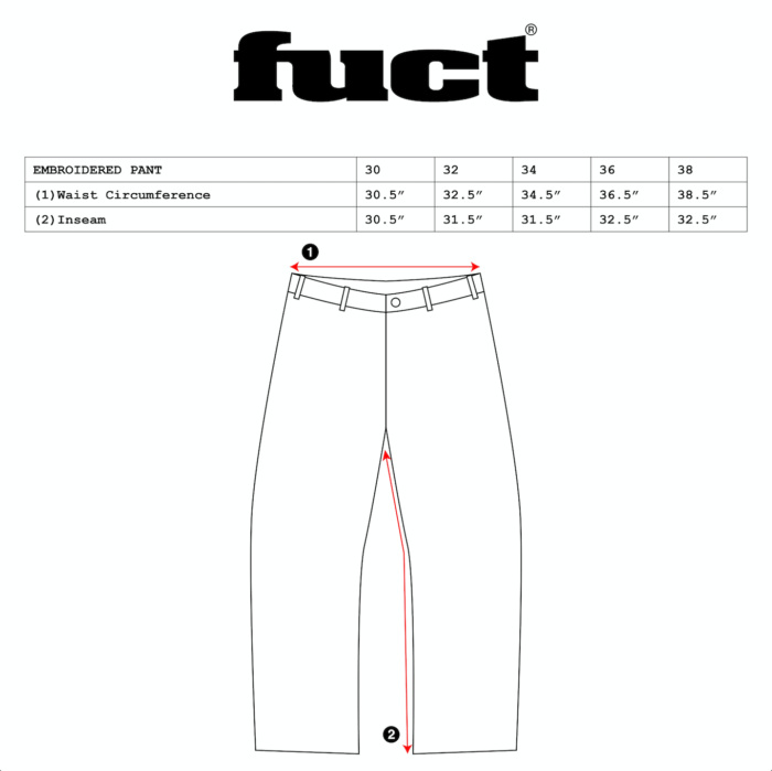 Scattered Embroidered Chino Pants-Black Sized chart